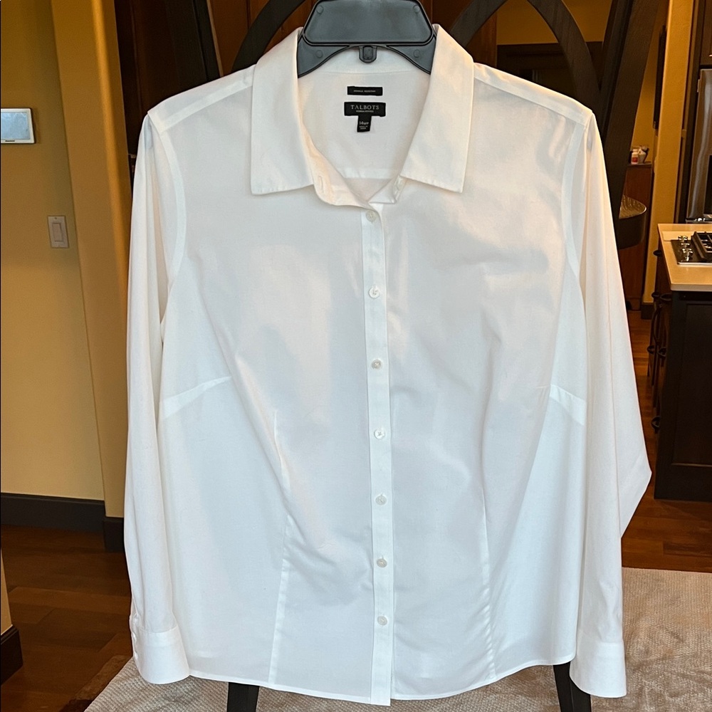 Talbots White Button Down Wrinkle Resistant Shirt